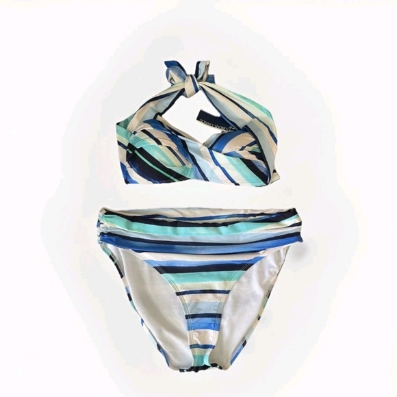 Sonnet Shores Stylish Striped Blue and White Bikini BOTTOM Size 12 - Picture 1 of 9